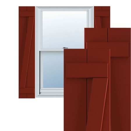 True Fit PVC Two Board Joined Board-n-Batten Shutters W/Z-Bar, Pepper Red , 10 3/4W X 32H